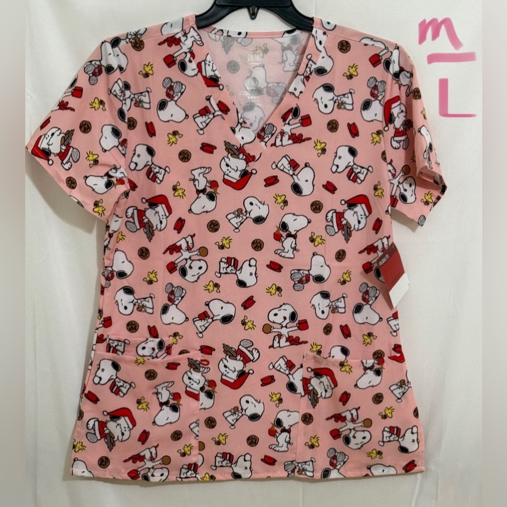 Peanuts Snoopy Pink Scrub Top